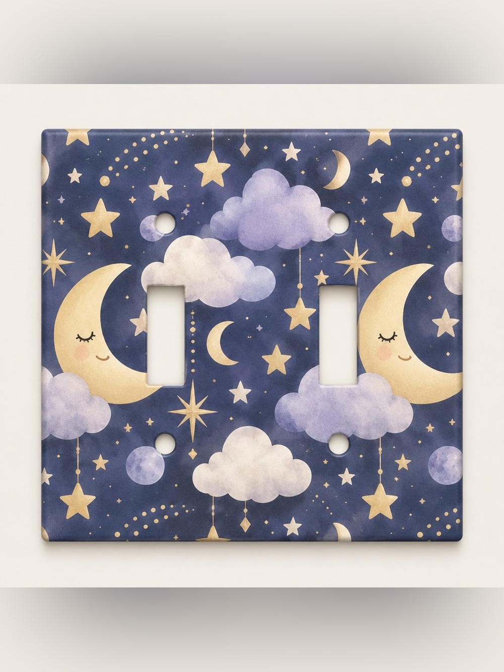Celestial Moon Stars Clouds Kids Nursery Rocker GFCI Wall Plate Cover